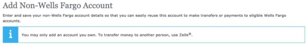 Picture of Well's fargo not allowing 3r'd party transfers