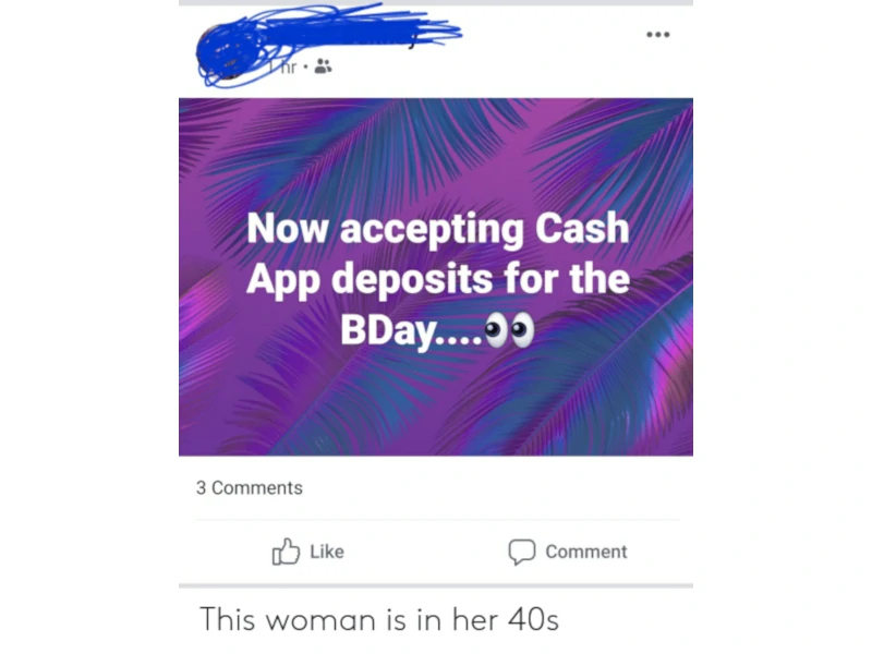 accepting cash for my birthday